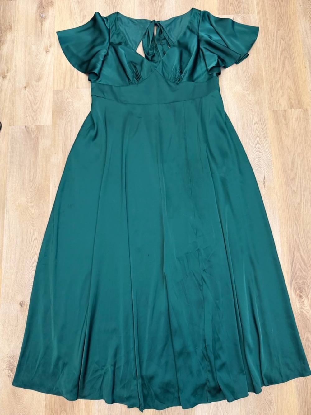 Azazie Emerald Teal Flutter Sleeve Maxi Dress